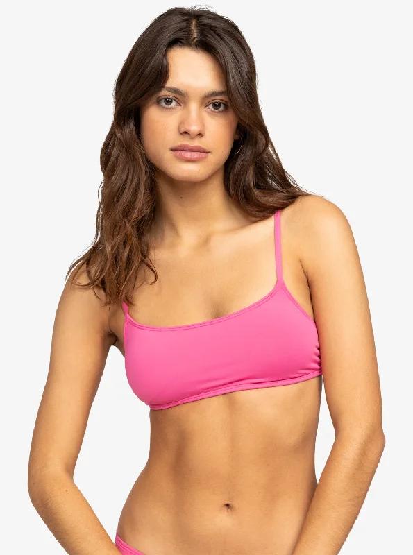 Solid Beach Classics Bralette Bikini Top - Shocking Pink