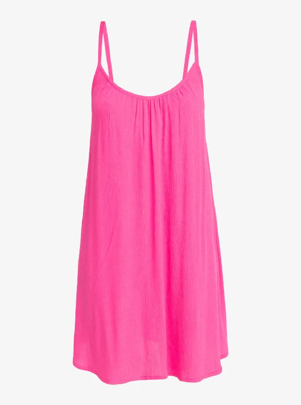 Spring Adventure Solid Dress - Shocking Pink