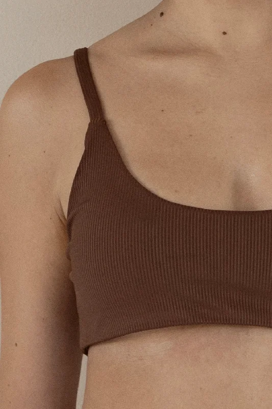 The Bralette Top - Ribbed Espresso