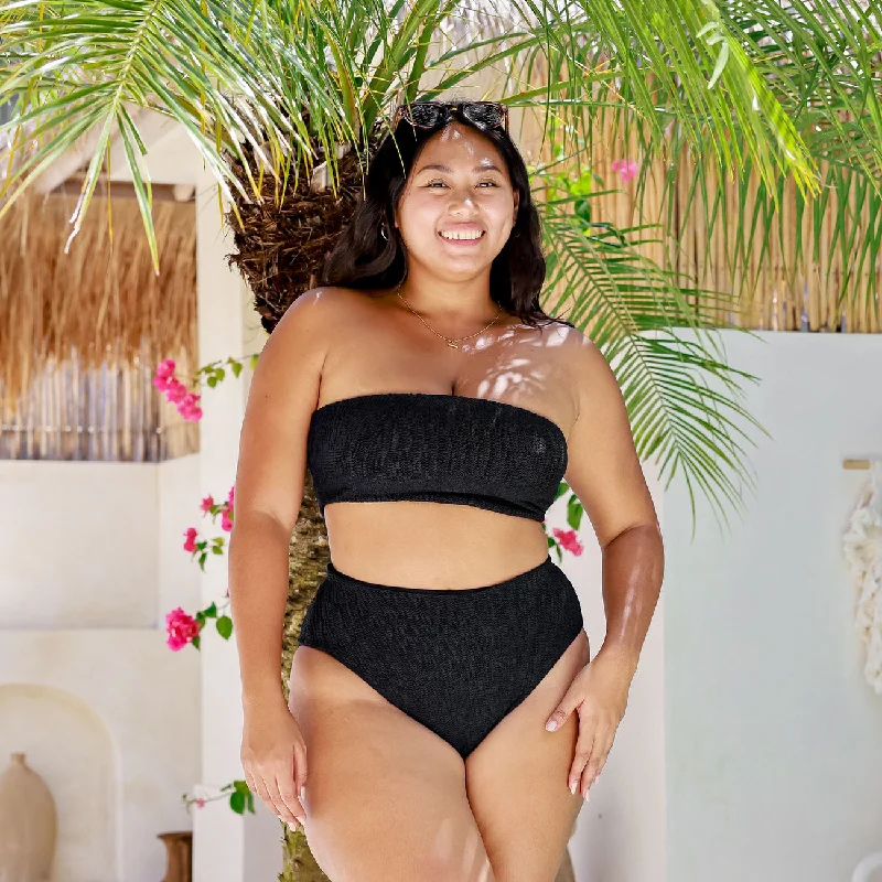 The Mykonos - Luxe Crinkle Stretch High Waist Bikini Bottom