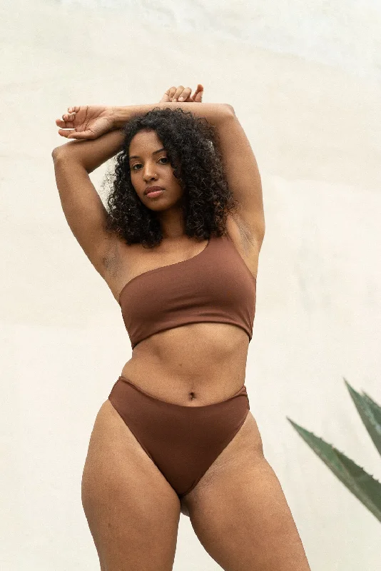 The One Shoulder Top - Espresso Brown