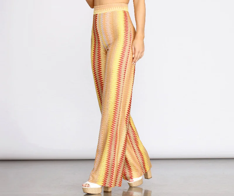 All The Stripe Moves Chevron Straight Leg Pants