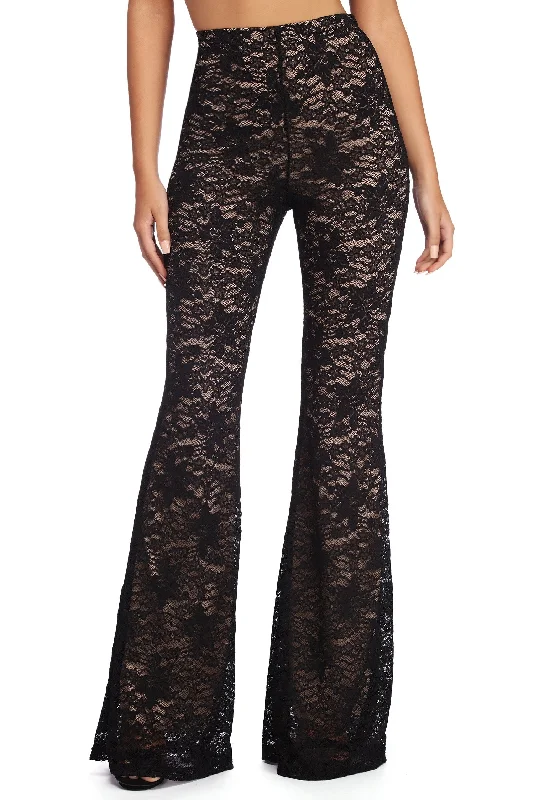 Blissful Illusion Lace Flared Pants