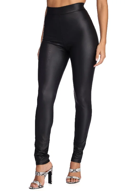 Coated Faux Leather Skinny Pants