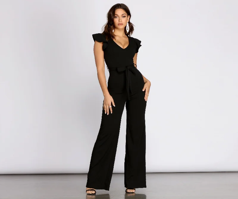 Flutter Me Up Tie Waist Jumpsuit