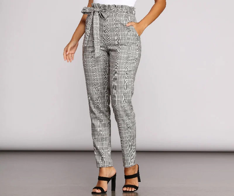 Go Glen Plaid Paperbag Pants