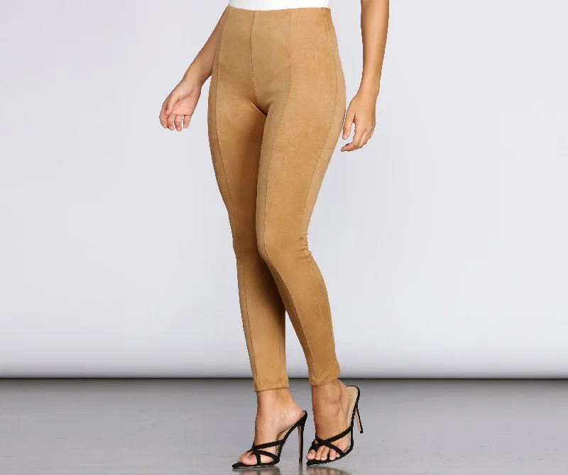 High Waist Faux Suede Pants