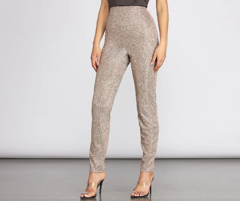 High Waist Glitter Skinny Pants