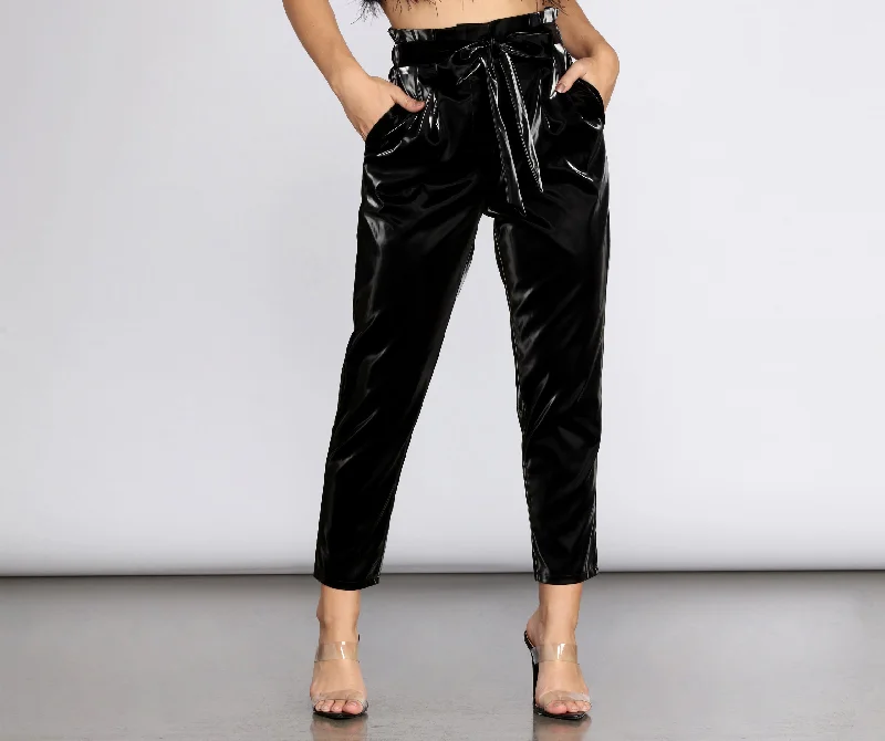 High Waist Liquid PU Pants