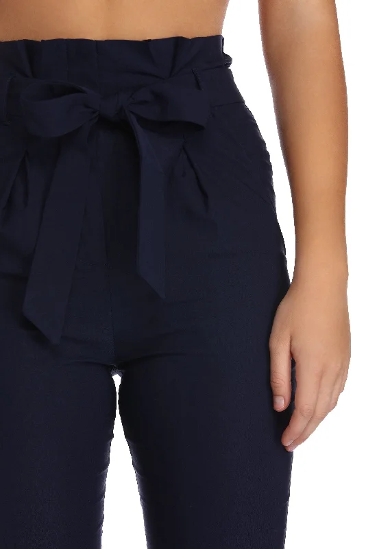 High Waist Paperbag Skinny Dress Pants