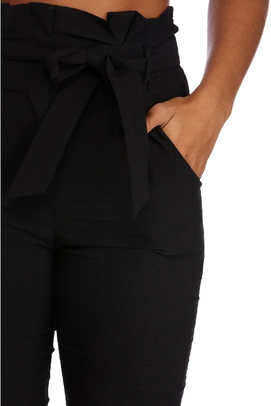 High Waist Paperbag Skinny Dress Pants