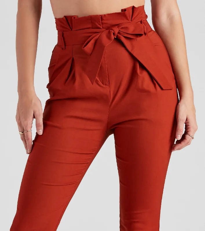 High Waist Paperbag Skinny Dress Pants