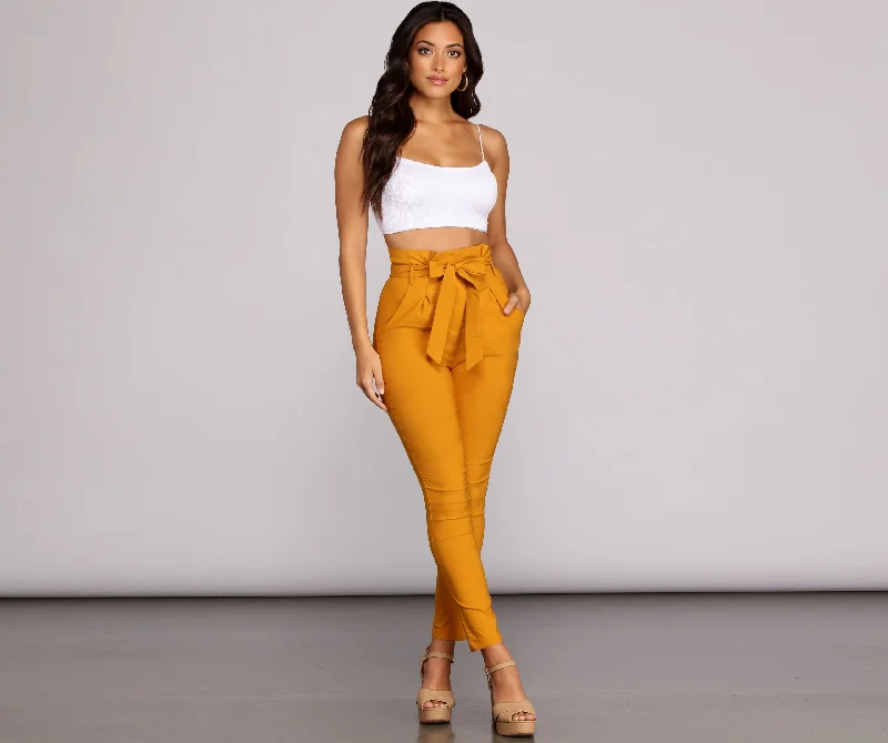 High Waist Paperbag Skinny Dress Pants