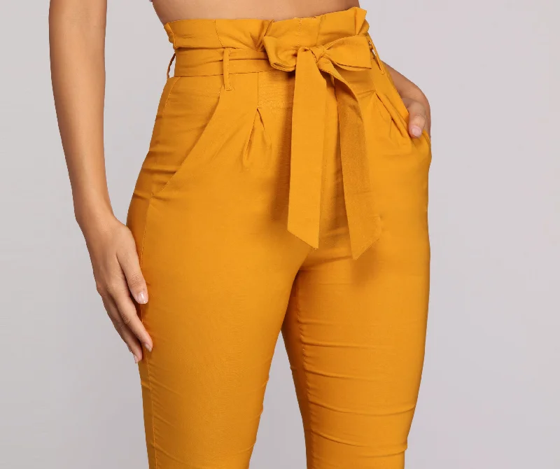 High Waist Paperbag Skinny Dress Pants