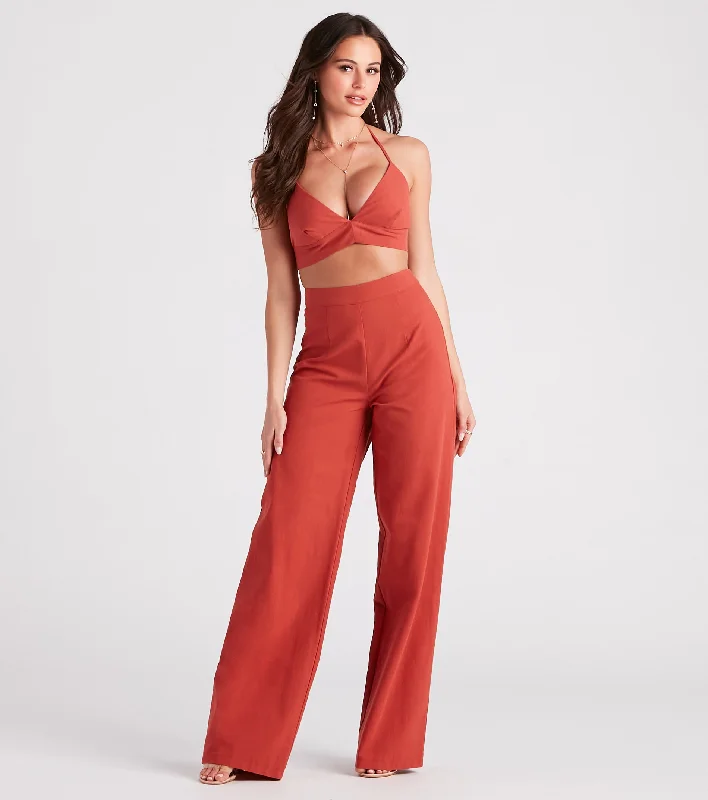 Meet In The Hamptons Linen Wide Leg Pants