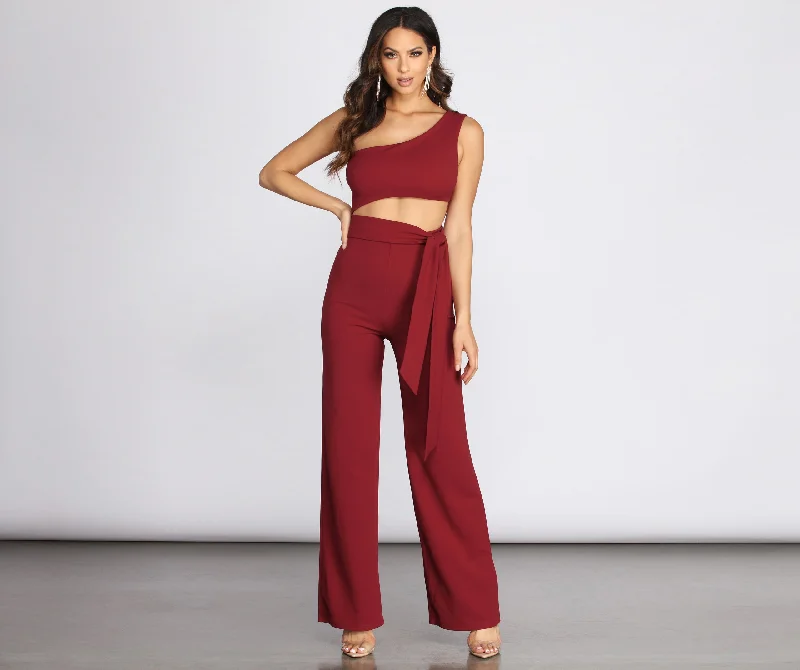 One Shoulder Cut Out Jumpsuit