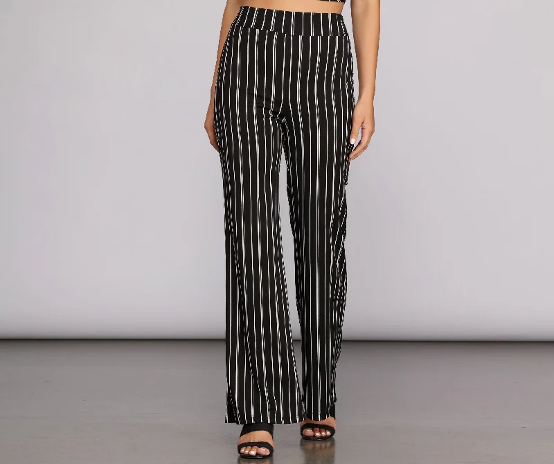 Sleek In Stripes High Waist Pants