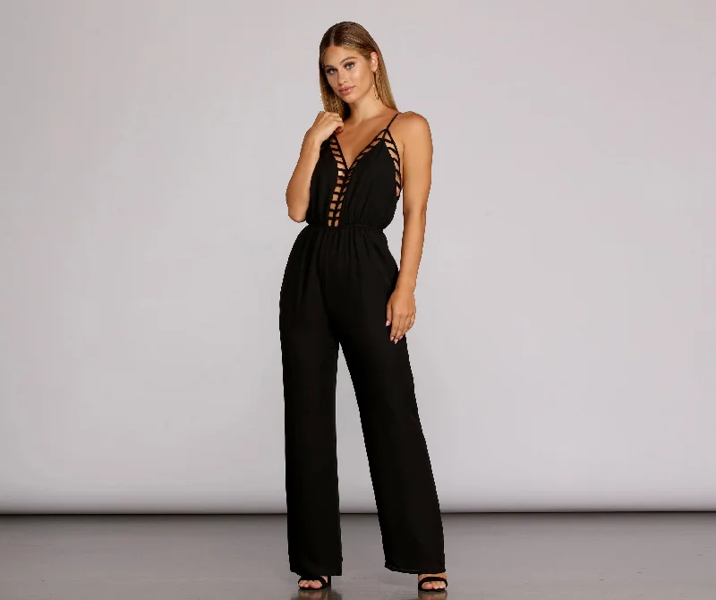 Sleek Open Back Caged Jumpsuit