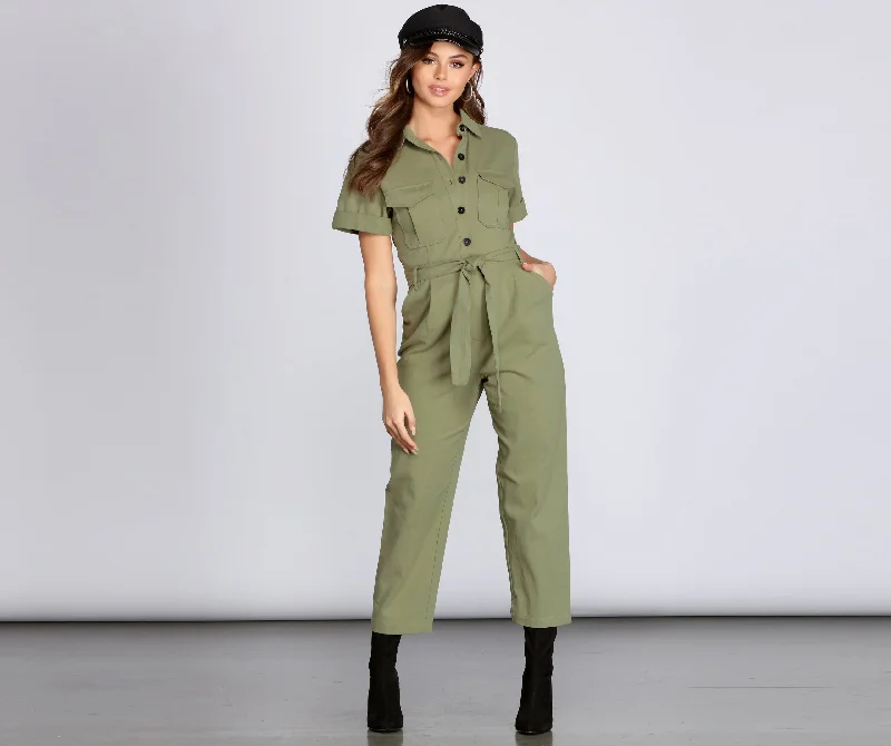 Suit Up Tie Waist Jumpsuit