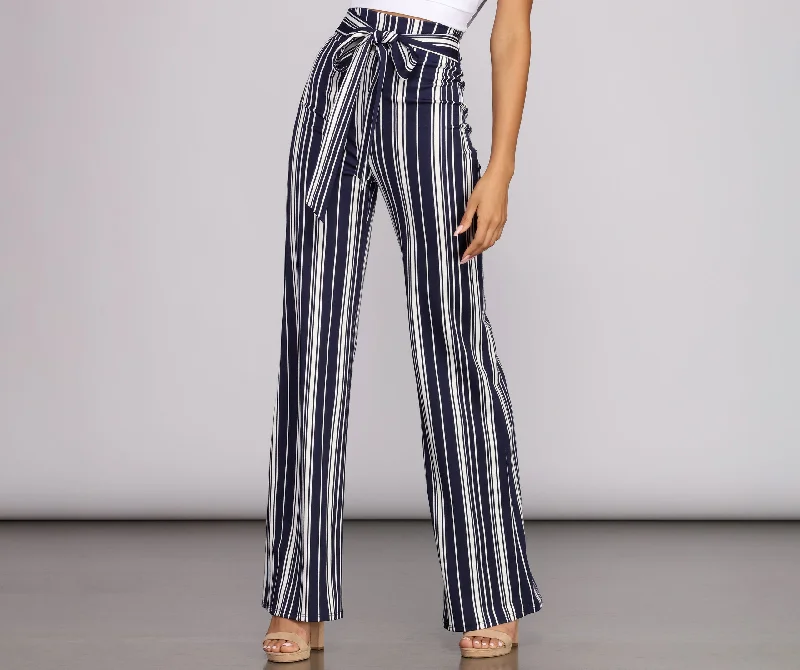 Twisted Stripes High Waist Pants