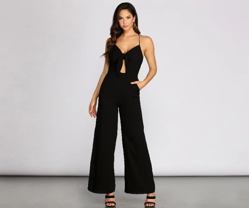 X Marks The Spot Cross Back Keyhole Jumpsuit