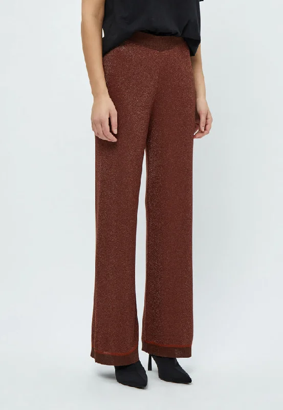 MSAllie Metallic Knit Pants - Dark Cinnamon Brown Metallic