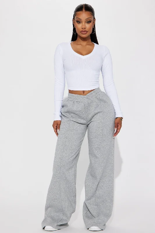 Cassandra Cross Over Lounge Pant - Heather Grey