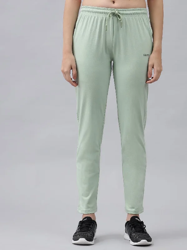 Copy of GRIFFEL Women Basic Solid Regular Fit Sea Green Trackpant