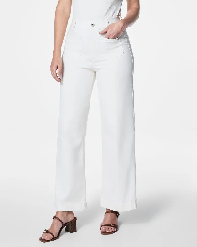 SPANXshape™ EveryWear Cropped Wide Leg Jeans with Patch Pockets, White