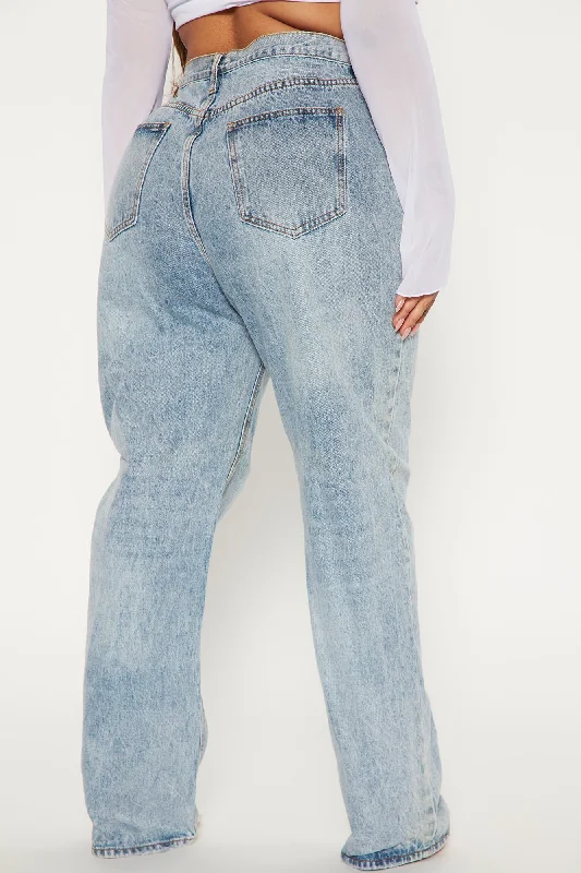 Crossover Straight Leg Jeans - Light Blue Wash