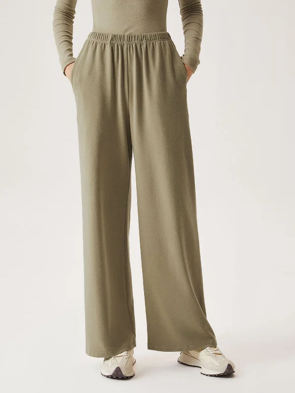 Elastic Waist Tappered Wide Leg Pants