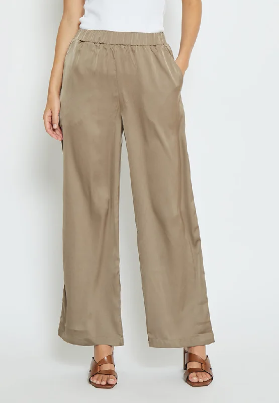 Elke High Waisted Wide Leg Pant - IRON