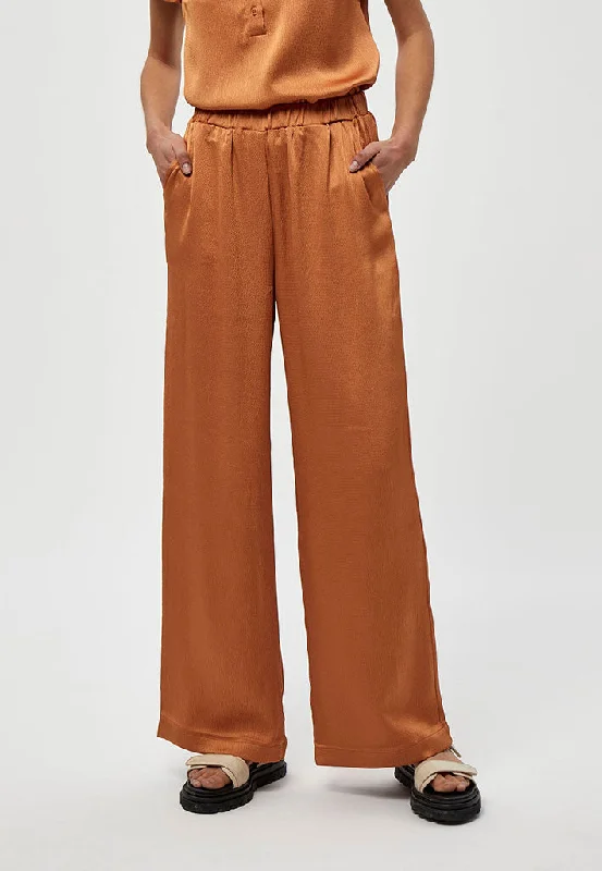 Elotta High Waisted Wide Leg Pant - Ermine Brown