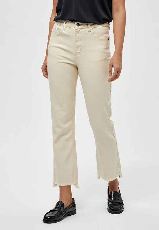 PCFione MW Cropped Jeans - Seedpearl Cream