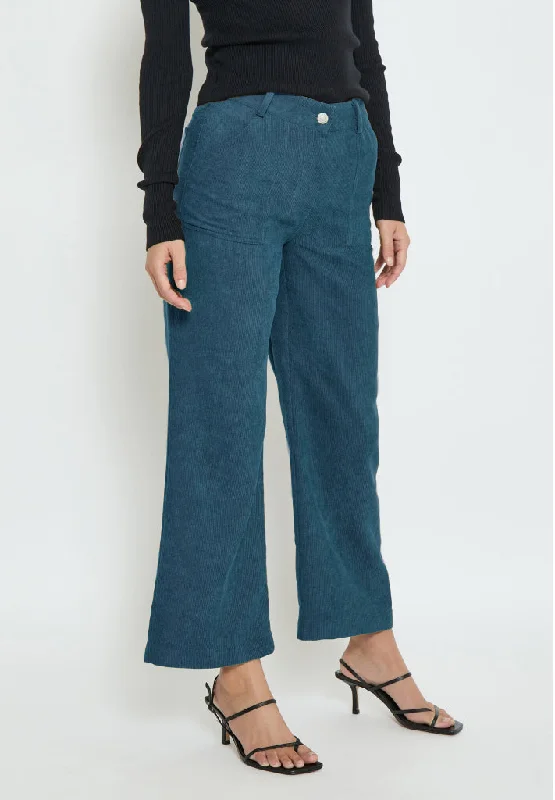 Florence Corduroy Cropped Pant - Crystal Teal