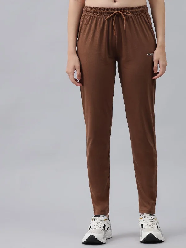 GRIFFEL Women Basic Solid Regular Fit Coffee Trackpant