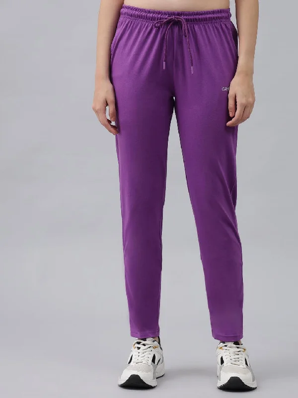 GRIFFEL Women Basic Solid Regular Fit Purple Trackpant