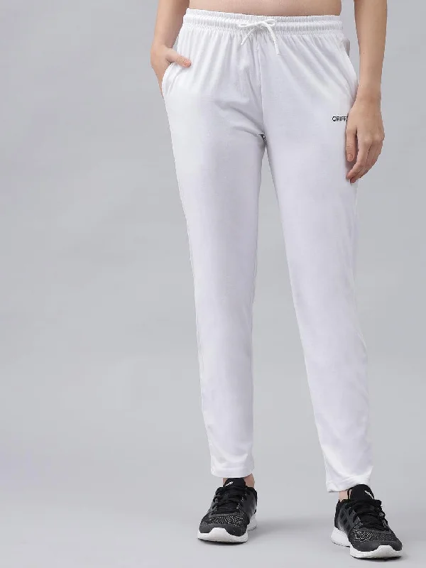 GRIFFEL Women Basic Solid Regular Fit White Trackpant