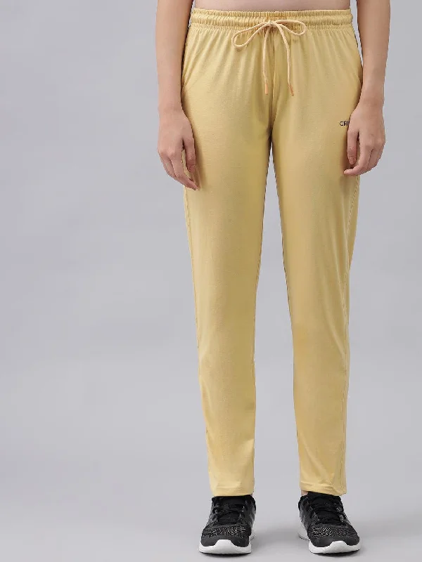 GRIFFEL Women Basic Solid Regular Fit Yellow Trackpant