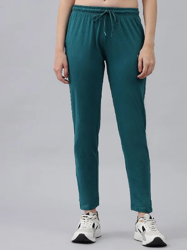 GRIFFEL Women Basic Solid Regular Fit Bottle Green Trackpant