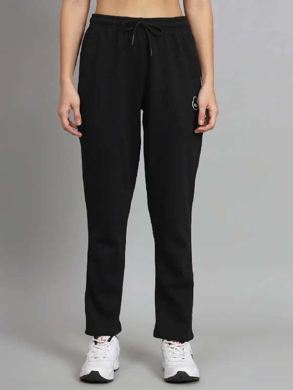 Griffel Women’s Front Logo Basic Solid Black Trackpant