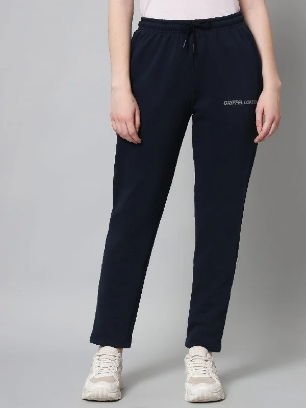 Griffel Women’s Front Logo Basic Solid Navy Trackpant