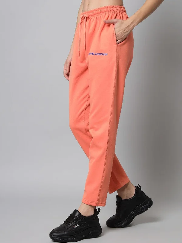 Griffel Women’s Front Logo Basic Solid Peach Trackpant