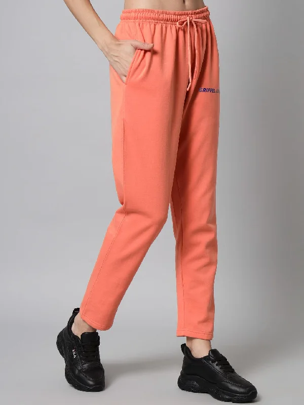 Griffel Women’s Front Logo Basic Solid Peach Trackpant