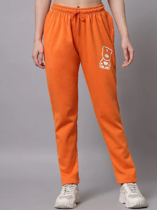 Griffel Women’s Front Logo Color Printed Orange Trackpant