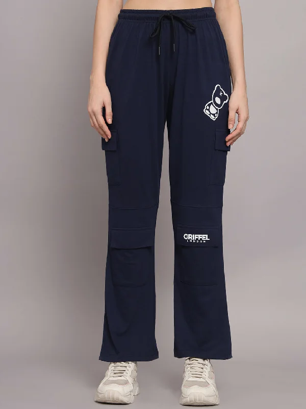 Griffel Women’s Front Teddy Logo 6 Pocket Navy Trackpant