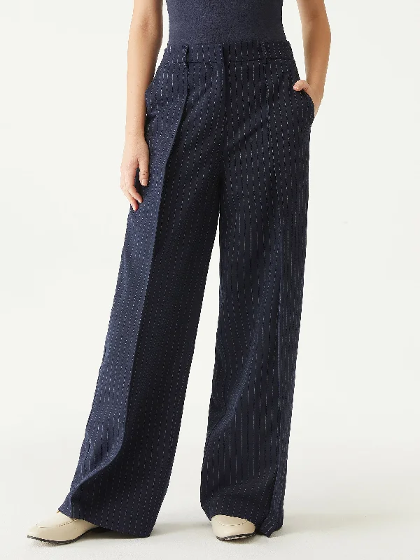 High Waisted Plicated Wide Leg Pants