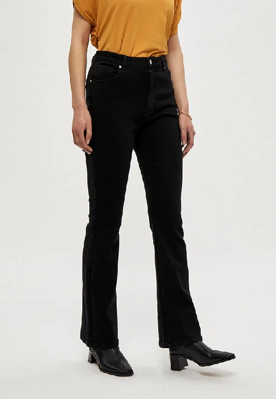 PCLinda HW Flared Jeans - Black