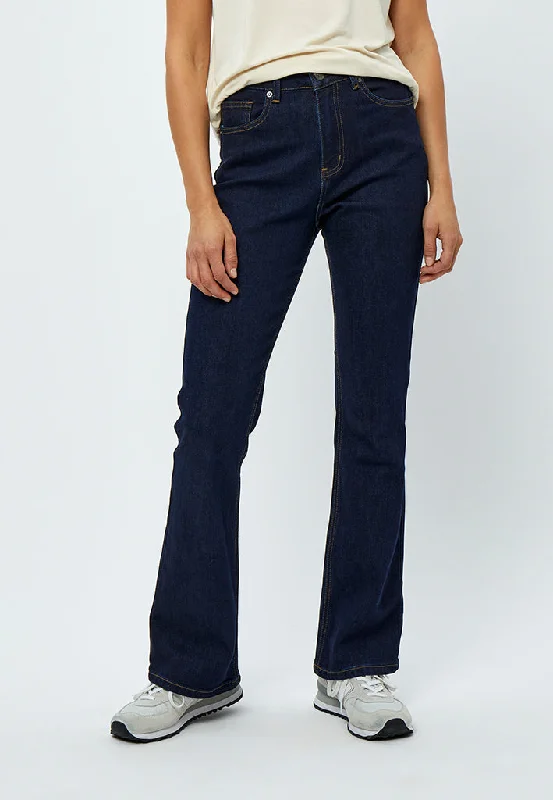 PCLinda HW Flared Jeans - Dark Blue