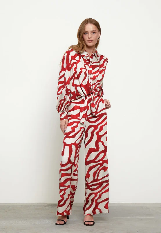 MSJassie HW Pants - Barn Red Print